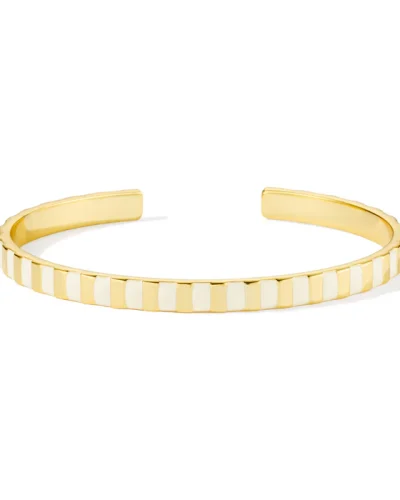 INÉS Striped Adjustable Bangle - Sand White