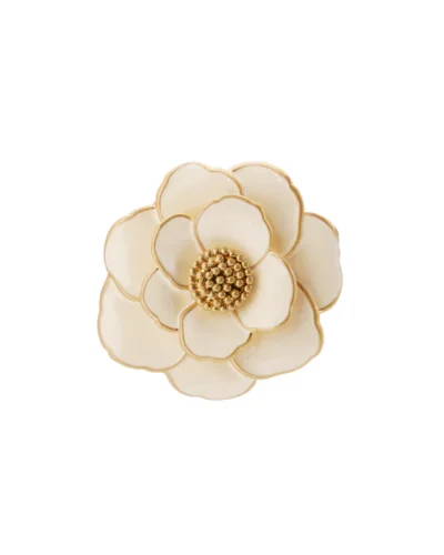 PEONY Enamel Flower Brooch - Sand White